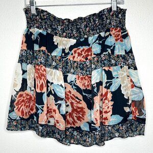 American Rag Cie Skirt Smocked Waist Floral Tiered Lined Cottagecore Boho Y2k